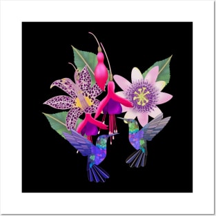 Hummingbird floral paradise Posters and Art